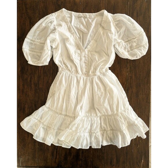Abercrombie & Fitch Dresses & Skirts - Abercrombie & Fitch Dress M Puff Sleeve White Button-Through Mini Cotton